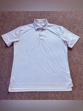 Peter Millar Summer Comfort Polo Mens Medium Blue Pattern Golf Performance Shirt